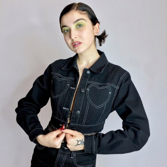 Lazy Oaf Jackets & Blazers - Lazy Oaf Cropped Womens Button-Front Jacket M